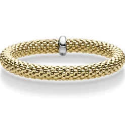 Lotus-Armband Armreif elastisch 8,5mm 750 Gold Gelbgold stretch flexibel