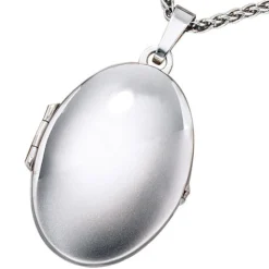 Medaillon Amulett Anhänger 21,4x31mm zum Öffnen aus 585 Weißgold Gold