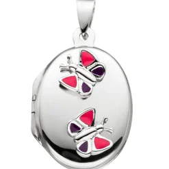 Medaillon amulett Anhänger 15,9x23,4mm zum öffnen Schmetterling pink 925 Silber