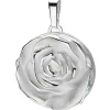 Medaillon Anhänger Rose Blume aus 925 Silber rhodiniert mattiert für 1 Foto