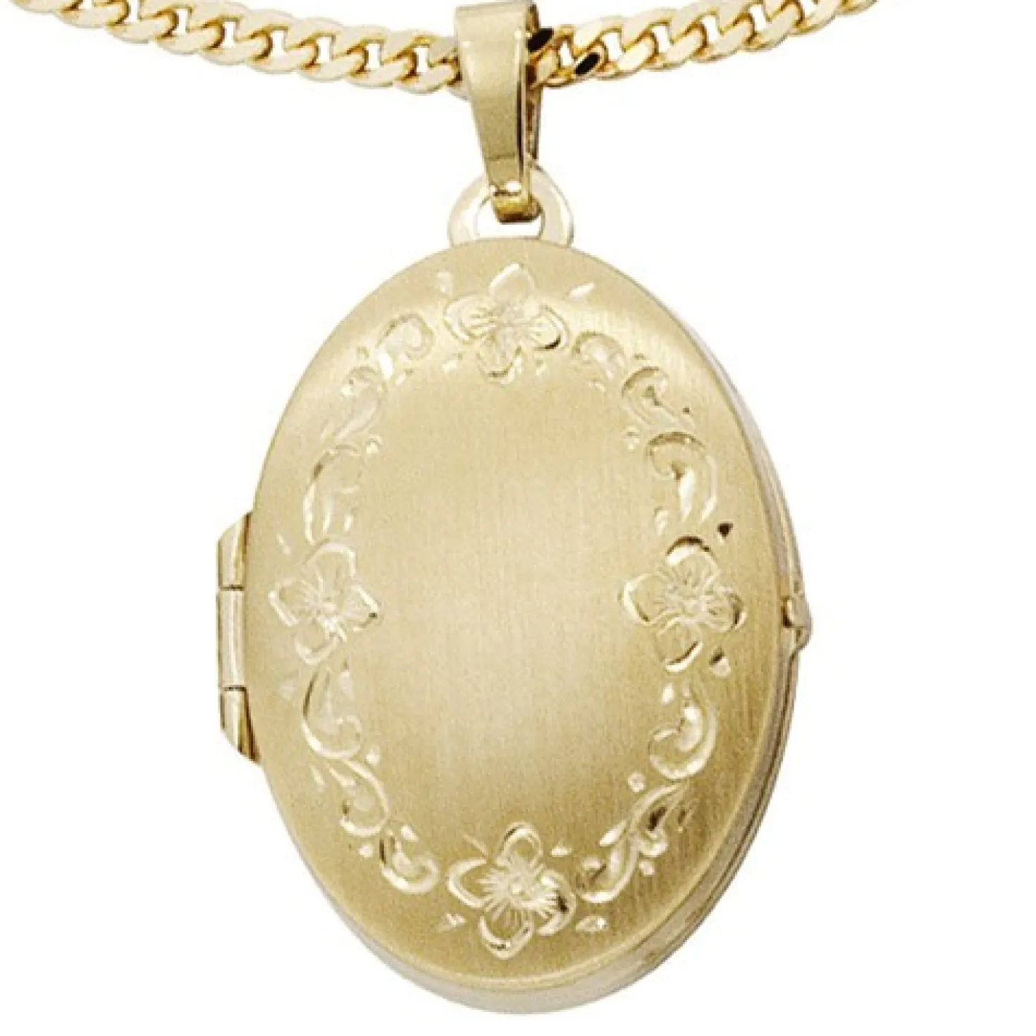 Medaillon Anhänger 21,4x30,9mm aus 333 Gold Gelbgold teilmattiert Damen