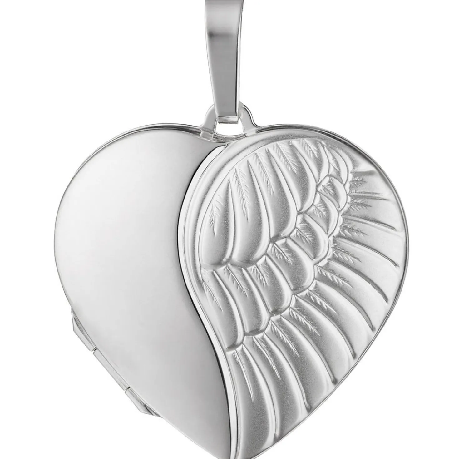 Medaillon Anhänger 28,8x30,2mm Herz Flügel aus 925 Silber zum Öffnen mit Muster