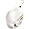 Medaillon Anhänger 17,2x26mm oval Streifen am Rand echtes 925 Silber Damen