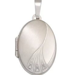 Medaillon Anhänger 17,2x25,9mm zum Öffnen aus 375 Gold Weißgold Zirkonia Amulett