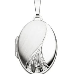 Medaillon Anhänger 17,2x25,9mm zum Öffnen aus 375 Gold Weißgold Zirkonia Amulett