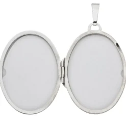 Medaillon Anhänger 24,2x34mm zum Öffnen 2 Fotos oval 375 Gold Weißgold