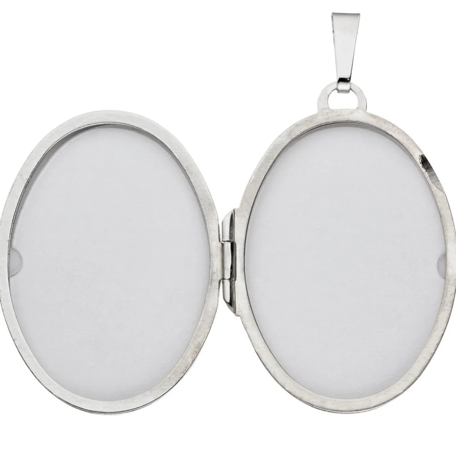 Medaillon Anhänger 24,2x34mm zum Öffnen 2 Fotos oval 375 Gold Weißgold
