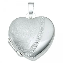 Medaillon Anhänger 17,4x18,9mm zum Öffnen Herz mattiert 925 Silber für Damen