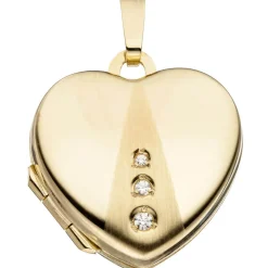Medaillon Anhänger 18,1x19,1mm zum Öffnen Herz mit 3 Zirkonia 333 Gold Gelbgold