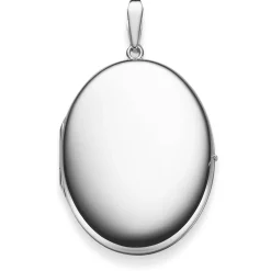 Medaillon Anhänger zum Öffnen aus 585 Gold Weißgold 41x31mm oval schlicht Gravur