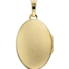 Medaillon Anhänger zum Öffnen für 2 Fotos aus 585 Gold Gelbgold oval matt
