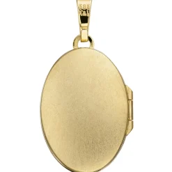 Medaillon Anhänger zum Öffnen für 2 Fotos aus 585 Gold Gelbgold oval matt