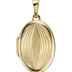 Medaillon Anhänger zum Öffnen für 2 Fotos aus 585 Gold Gelbgold oval matt