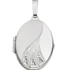 Medaillon Anhänger zum Öffnen mit 3 Brillanten 0.03Ct 585 Weißgold Goldmedaillon