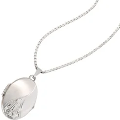 Medaillon Anhänger zum Öffnen mit 3 Brillanten 0.03Ct 585 Weißgold Goldmedaillon