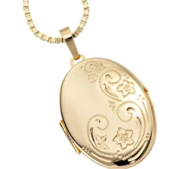 Medaillon Anhänger zum Öffnen, mit Muster, 333 Gold Gelbgold, Damen