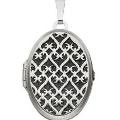 Medaillon Anhänger zum Öffnen 925 Silber asiatische Muster schwarz