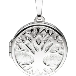 Medaillon für 2 Fotos Amulett Baum Anhänger zum Öffnen rund 925 Silber
