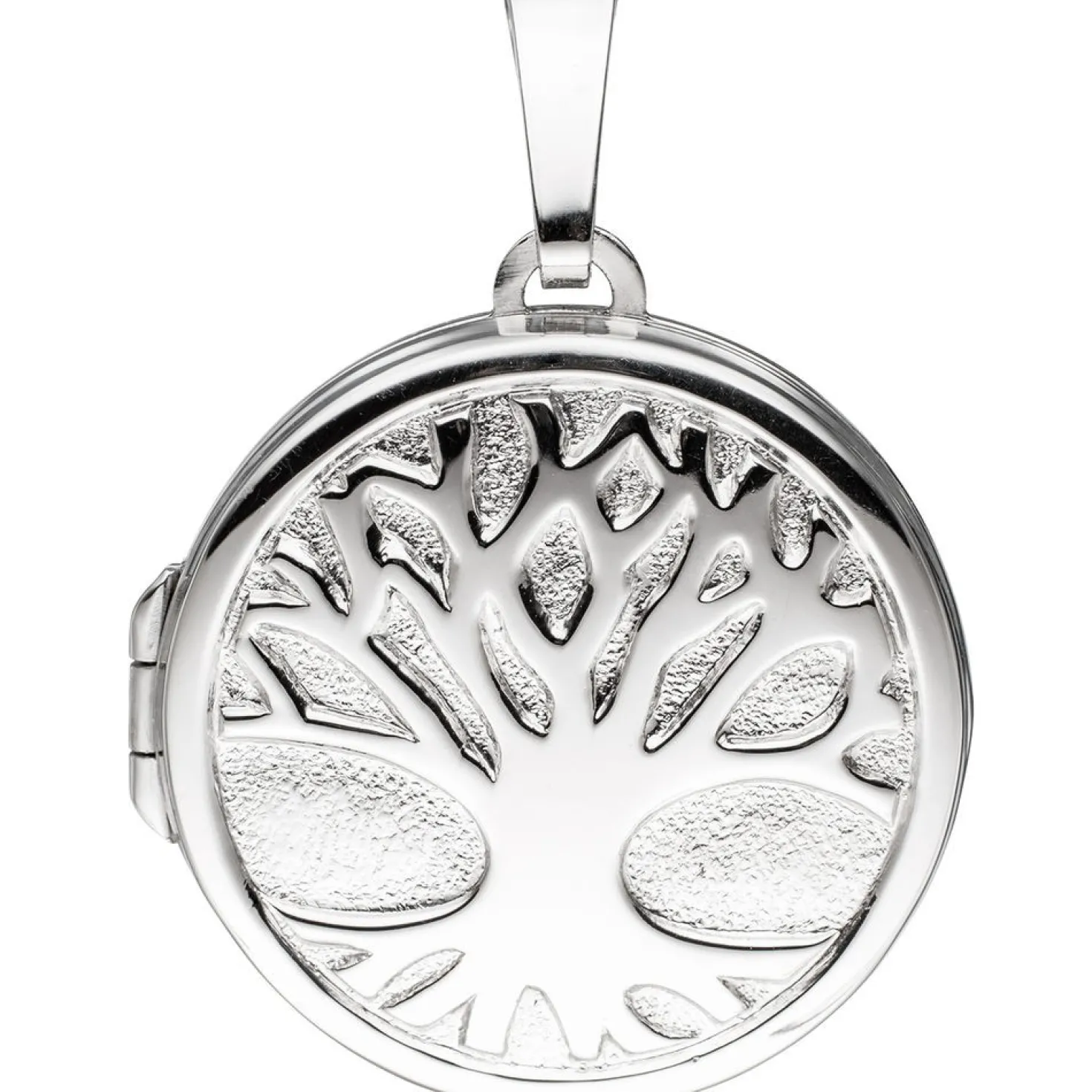 Medaillon für 2 Fotos Amulett Baum Anhänger zum Öffnen rund 925 Silber