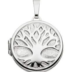 Medaillon für 2 Fotos Amulett Baum Anhänger zum Öffnen rund 925 Silber