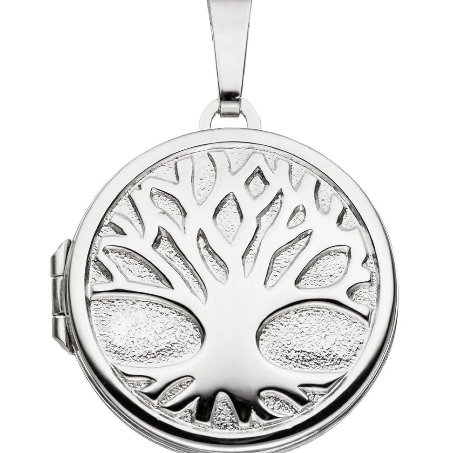 Medaillon für 2 Fotos Amulett Baum Anhänger zum Öffnen rund 925 Silber