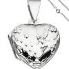 Medaillon & Halskette für 2 Fotos Herz believe Amulett Anhänger 925 Silber 50cm