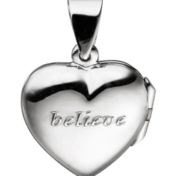 Medaillon & Halskette für 2 Fotos Herz believe Amulett Anhänger 925 Silber 50cm