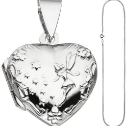 Medaillon & Halskette für 2 Fotos Herz believe Amulett Anhänger 925 Silber 50cm