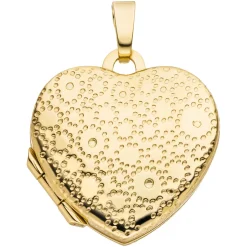 Medaillon Herz aus 375 Gold Gelbgold 19x17,6mm Anhänger zum Öffnen für 2 Fotos