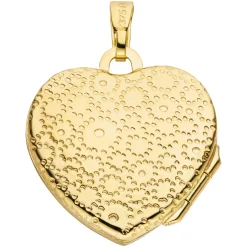 Medaillon Herz aus 375 Gold Gelbgold 19x17,6mm Anhänger zum Öffnen für 2 Fotos