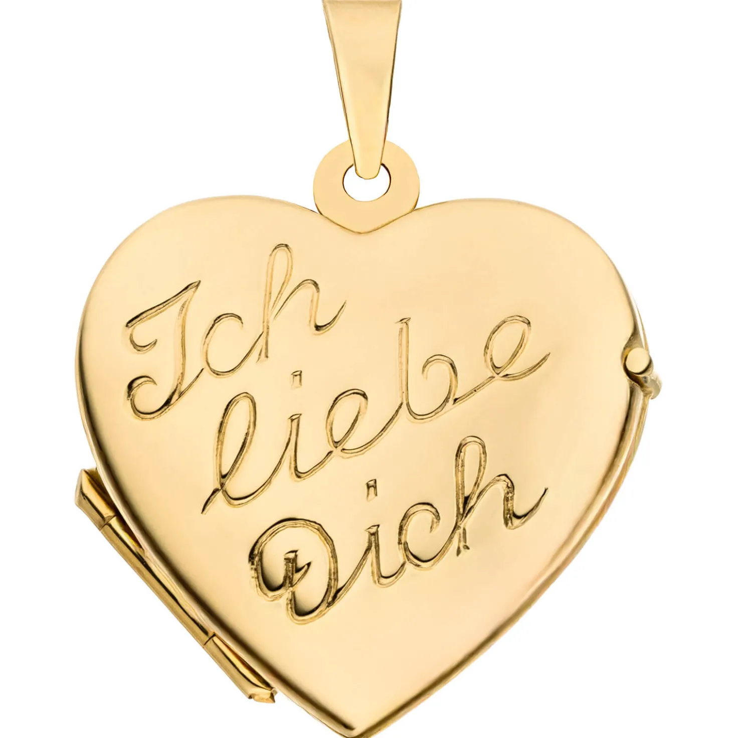 Medaillon Herz "Ich liebe Dich" aus 333 Gold Gelbgold 19,6x18,6mm für 2 Fotos