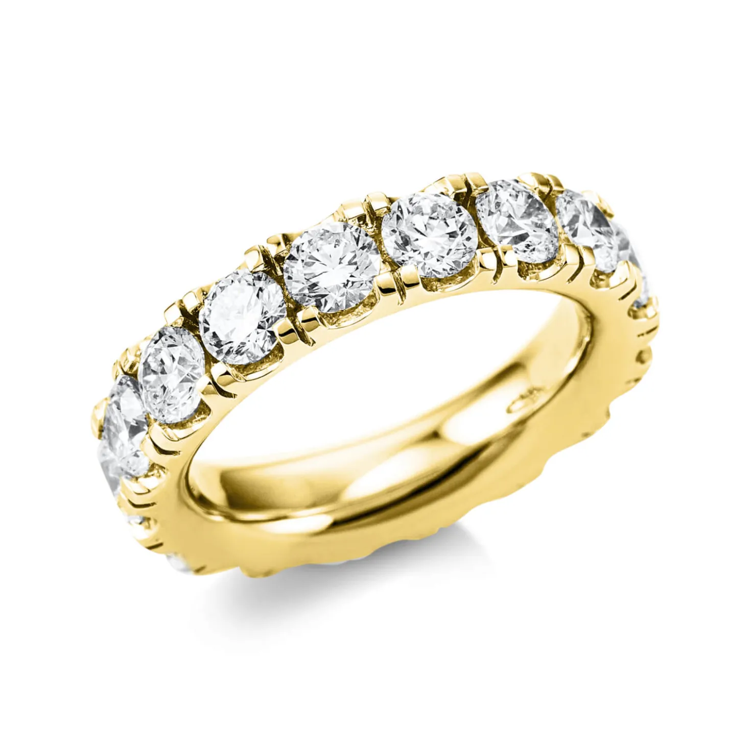 Memoire Ring aus 750 Gold Gelbgold 17 Brillanten 3,97ct TW-SI B:5mm