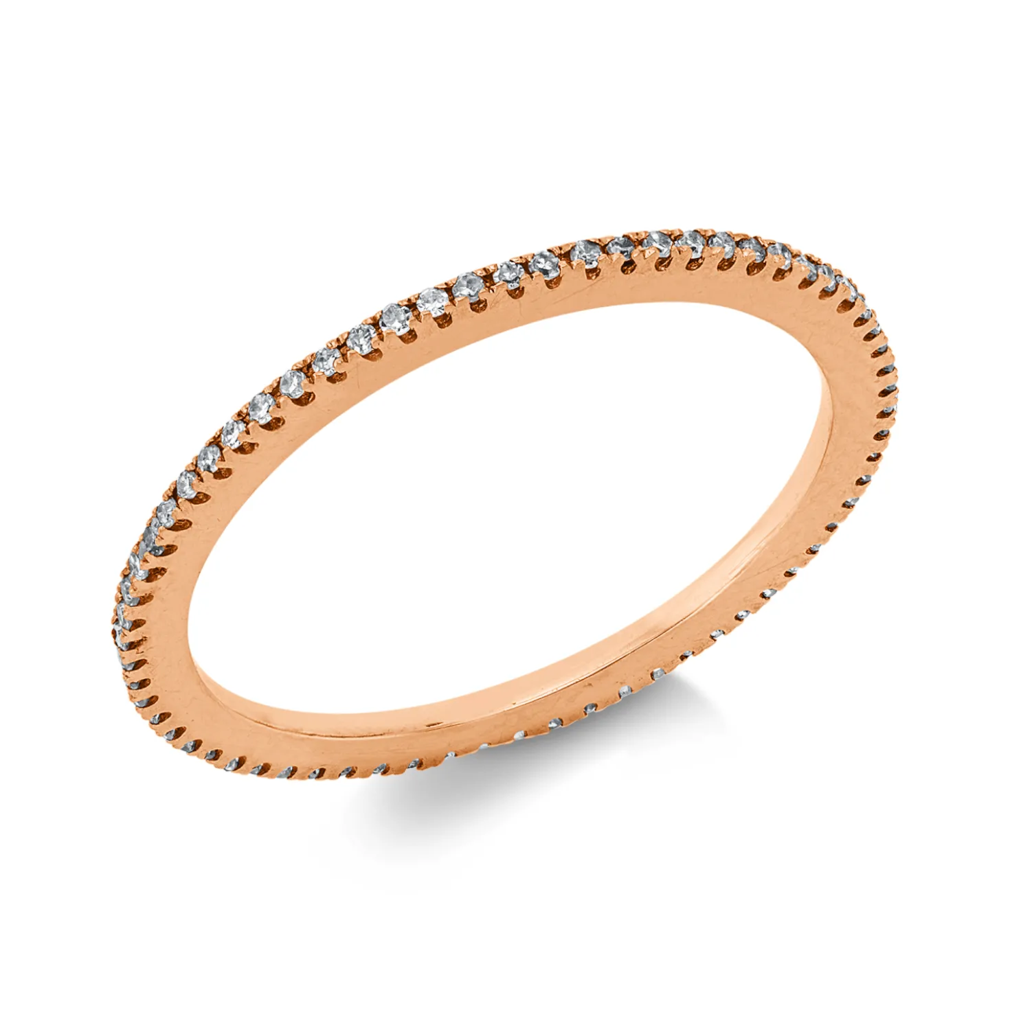 Memoire Ring aus 750 Gold Rotgold 66 Diamanten 0,14ct TW-SI B:1mm