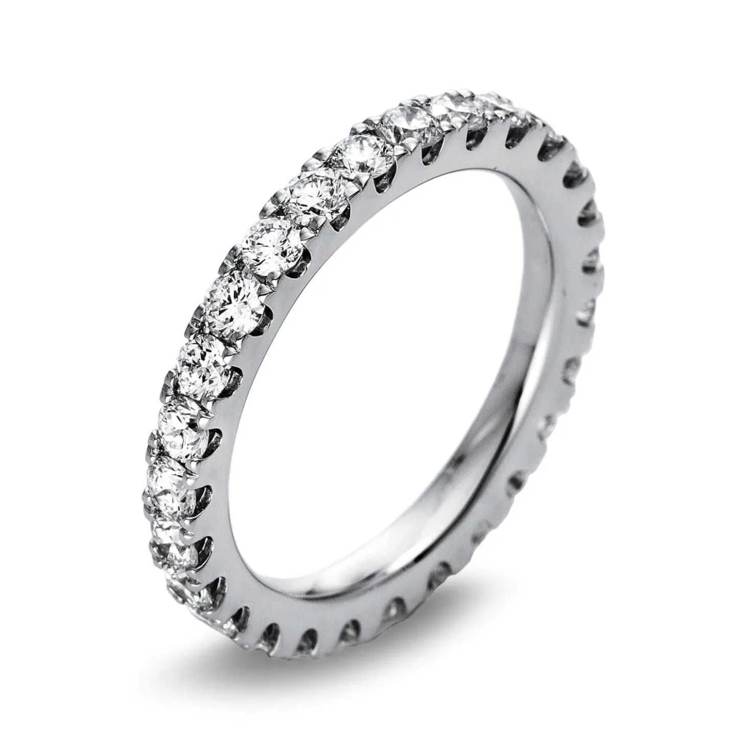 Memoire Ring aus 585 Gold Weißgold 25 Brillanten 1,4ct TW-SI B:2,7mm