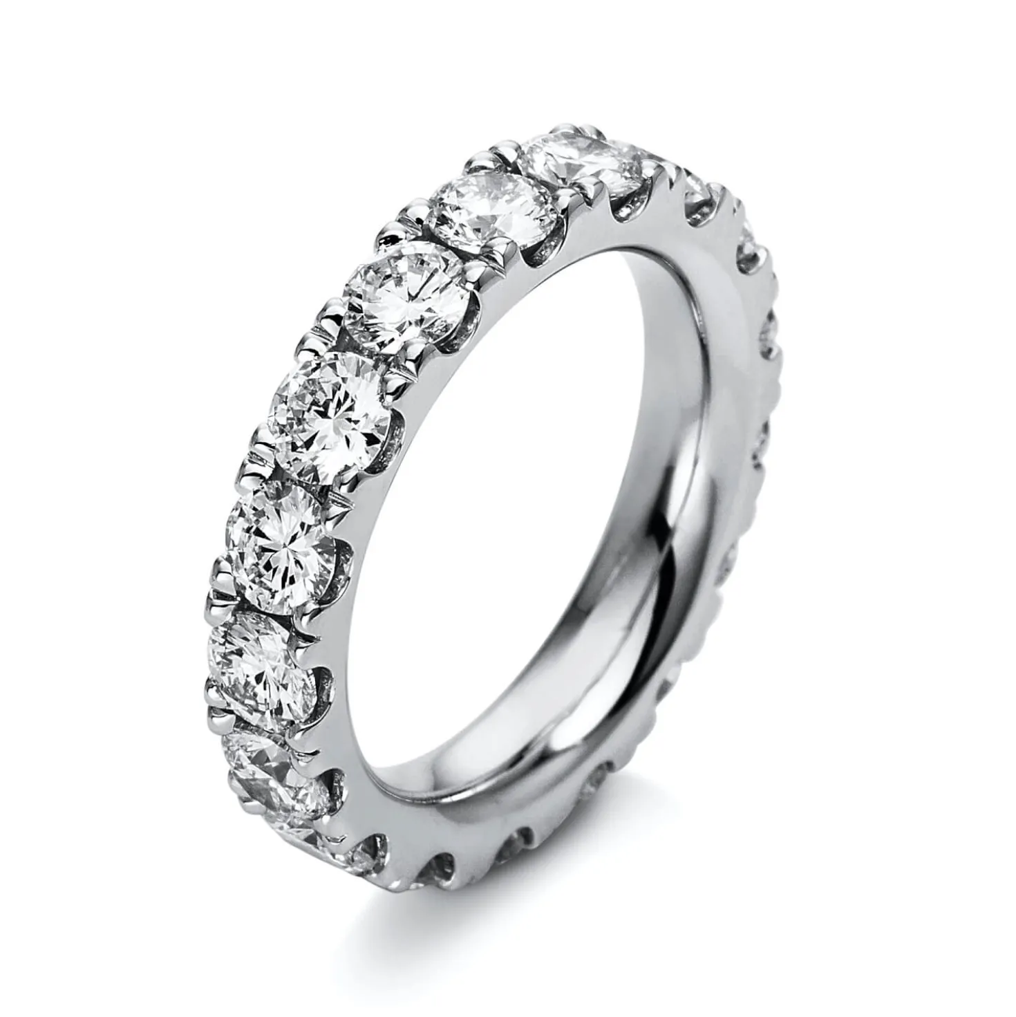 Memoire Ring aus 750 Gold Weißgold 17 Brillanten 4,17ct TW-SI B:4,3mm