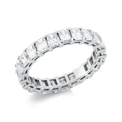 Memoire Ring aus 750 Weißgold 23 Diamanten Smaragd-Schliff 3,35ct TW-VSI B:3,8mm