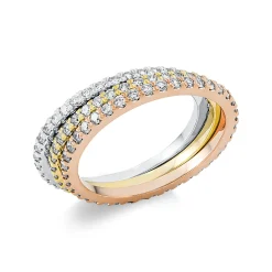 Memoire Ring 3 Memoire Ringe aus 750 Gold gelb/weiß/rot 120 Brillanten 1,2ct TW-SI