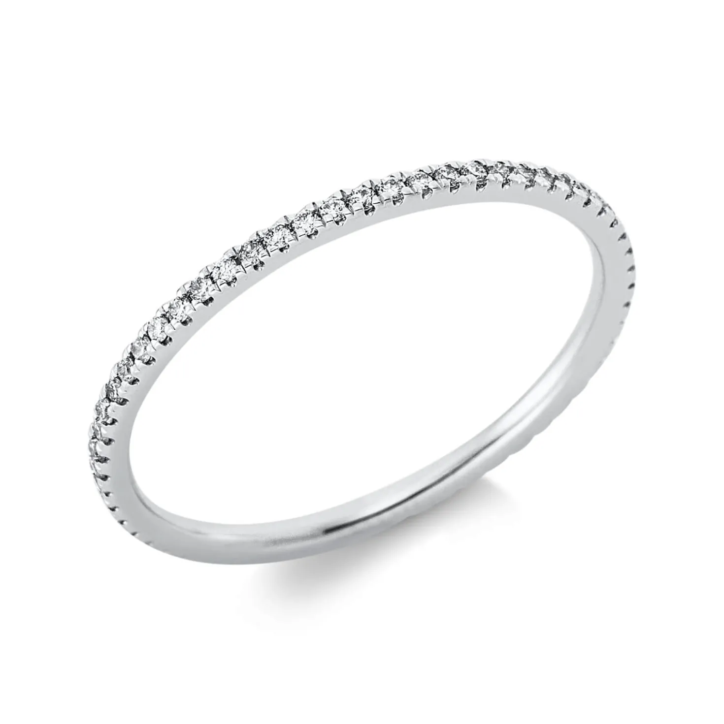 Memoire Ring schmal aus 750 Weißgold 55 Brillanten 0,19ct TW-SI B:1,3mm
