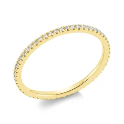 Memoire Ring schmall aus 585 Gelbgold 55 Brillanten 0,19ct TW-SI B:1,3mm