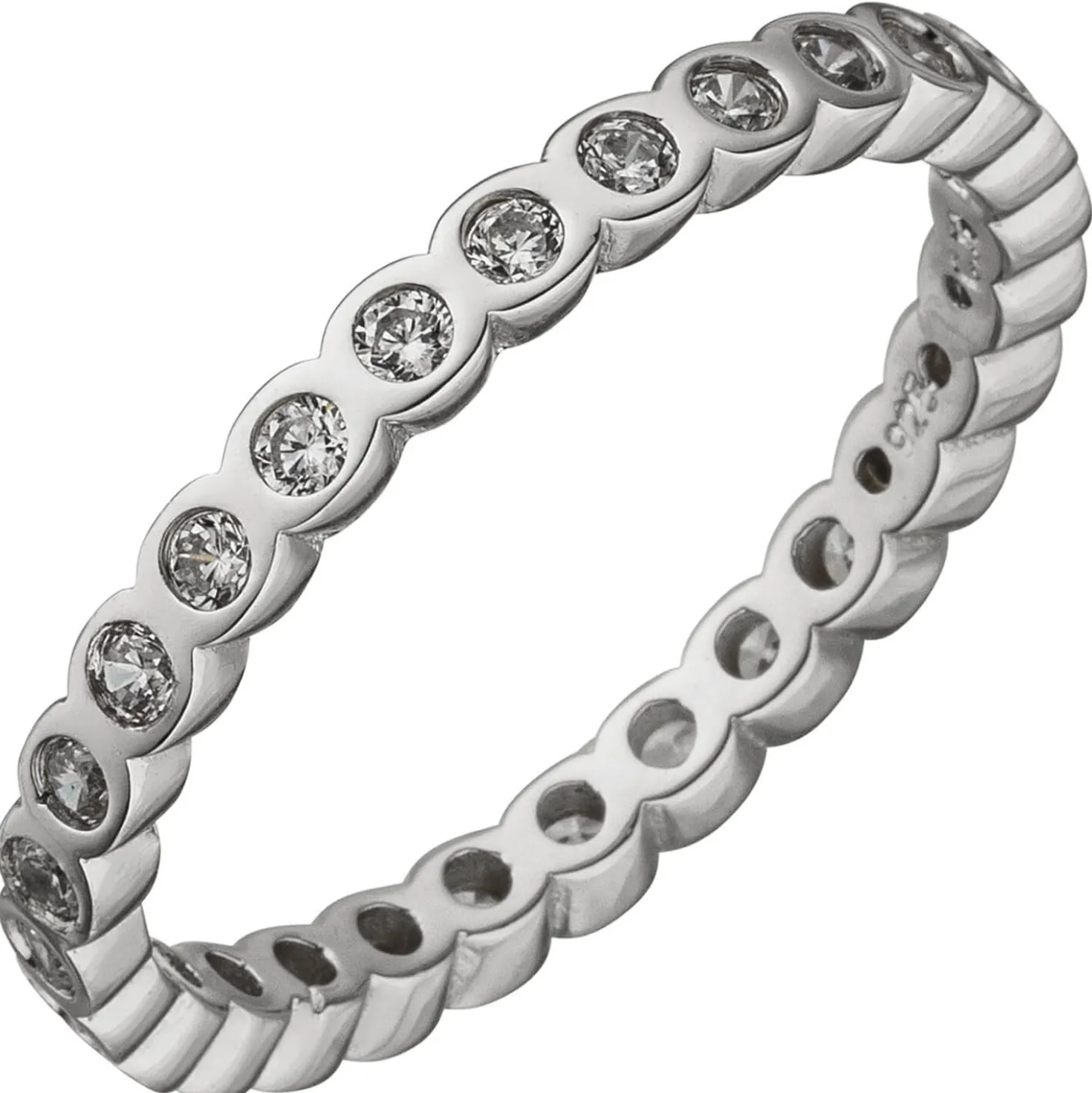 Memory-Ring Tennisring Damenring Zirkonia rundum 925 Silber rhodiniert B: 2,5mm
