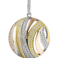 21,5mm Anhänger Kreiß mit Streifen teilvergoldet weiße Zirkonia 925 Silber