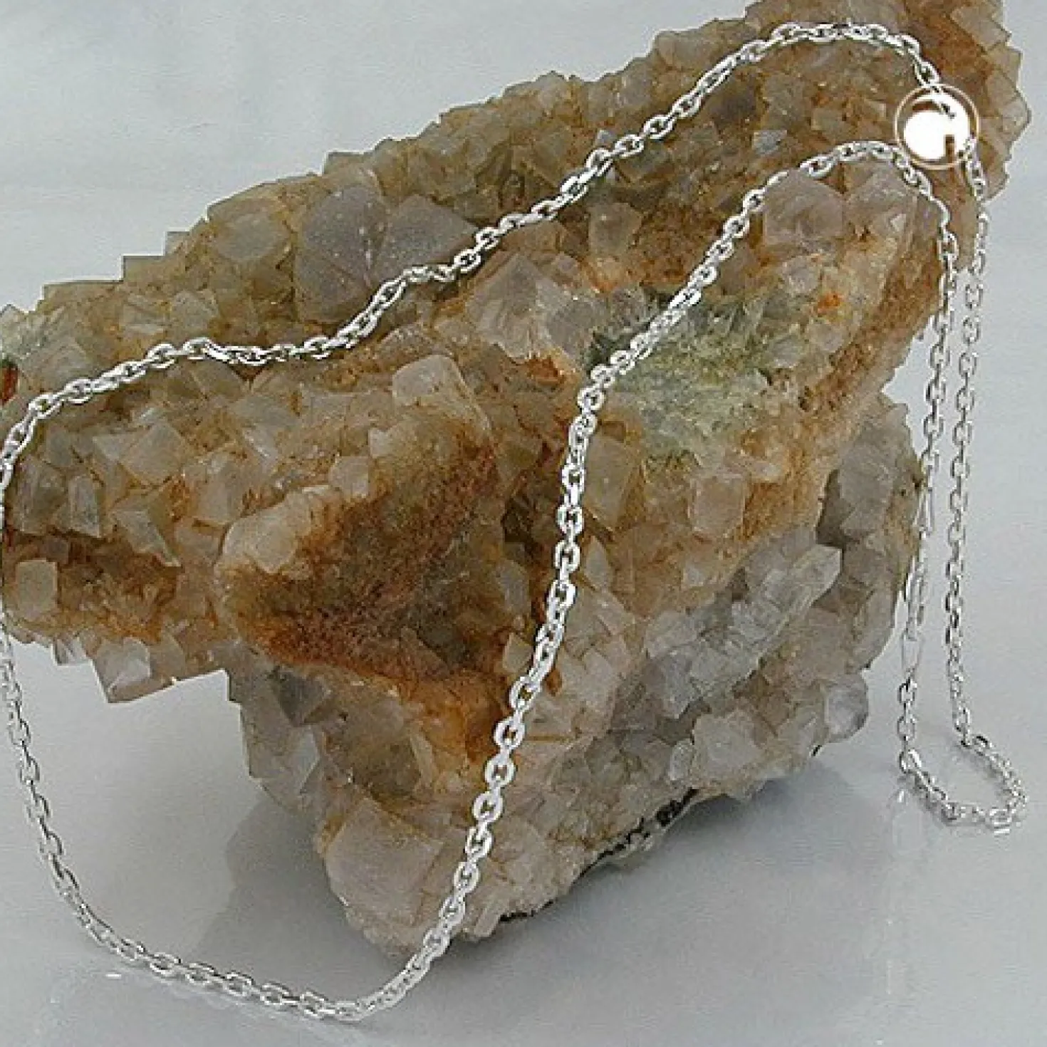 2mm Ankerkette Collier Halskette aus 925 Silber, diamantiert, 50cm
