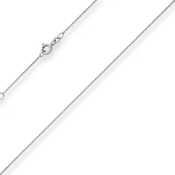 1mm Ankerkette diamantiert Collier aus 375 Gold Weißgold 50cm mit Zwischenöse