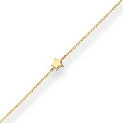 1,2mm Ankerkette diamantiert Collier Fünf Sterne hohl aus 585 Gelbgold 38cm