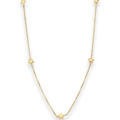 1,2mm Ankerkette diamantiert Collier Fünf Sterne hohl aus 585 Gelbgold 38cm