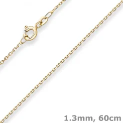 1,3mm Ankerkette diamantiert Collier Halskette aus 333 Gold Gelbgold 60cm