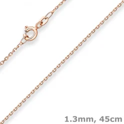 1,3mm Ankerkette diamantiert Collier Halskette aus 585 Gold Rotgold 45cm