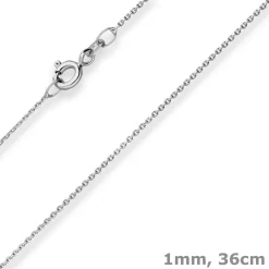 1mm Ankerkette diamantiert Collier Halskette aus 333 Gold Weißgold 36cm