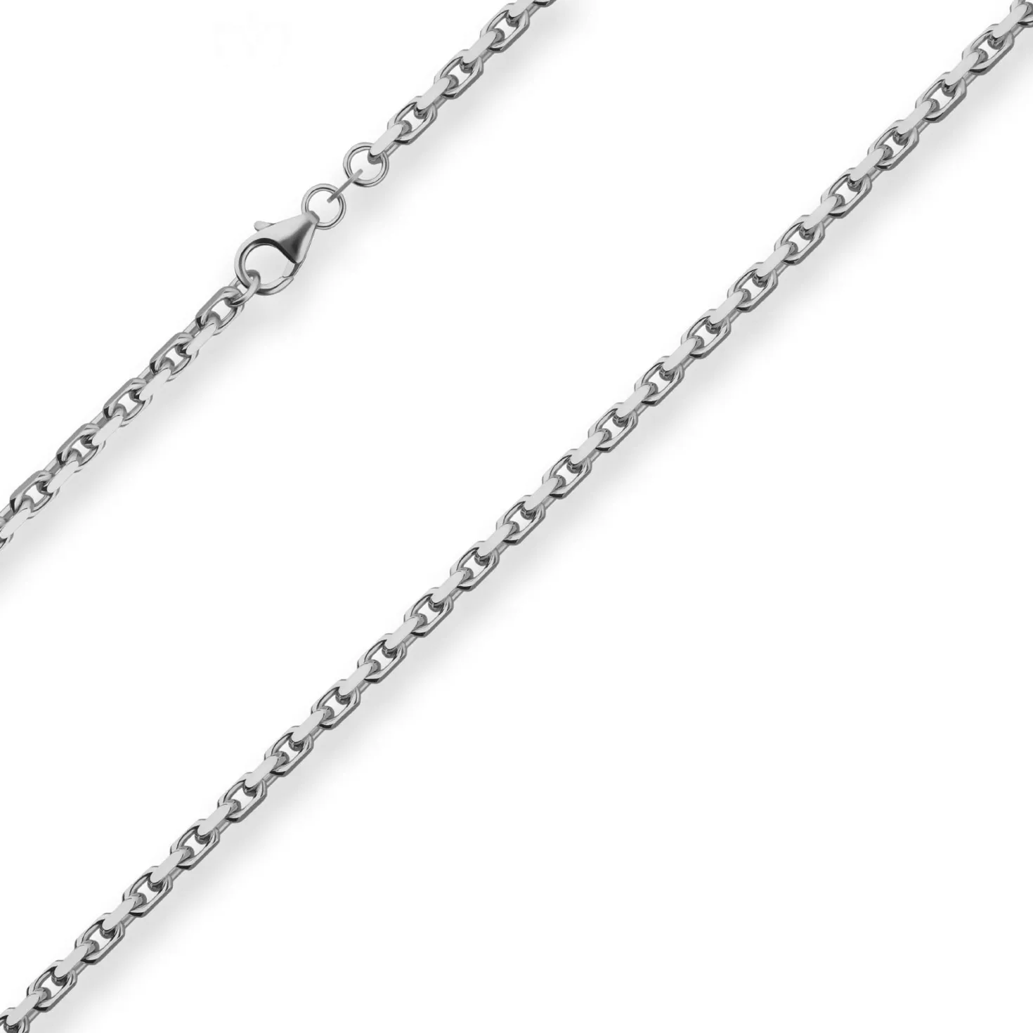 3mm Ankerkette diamantiert Collier Halskette aus 925 Silber rhodiniert 50cm