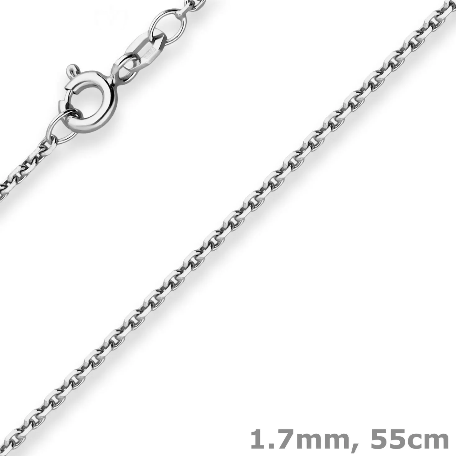 1,7mm Ankerkette diamantiert Collier Halskette aus 925 Silber rhodiniert 55cm